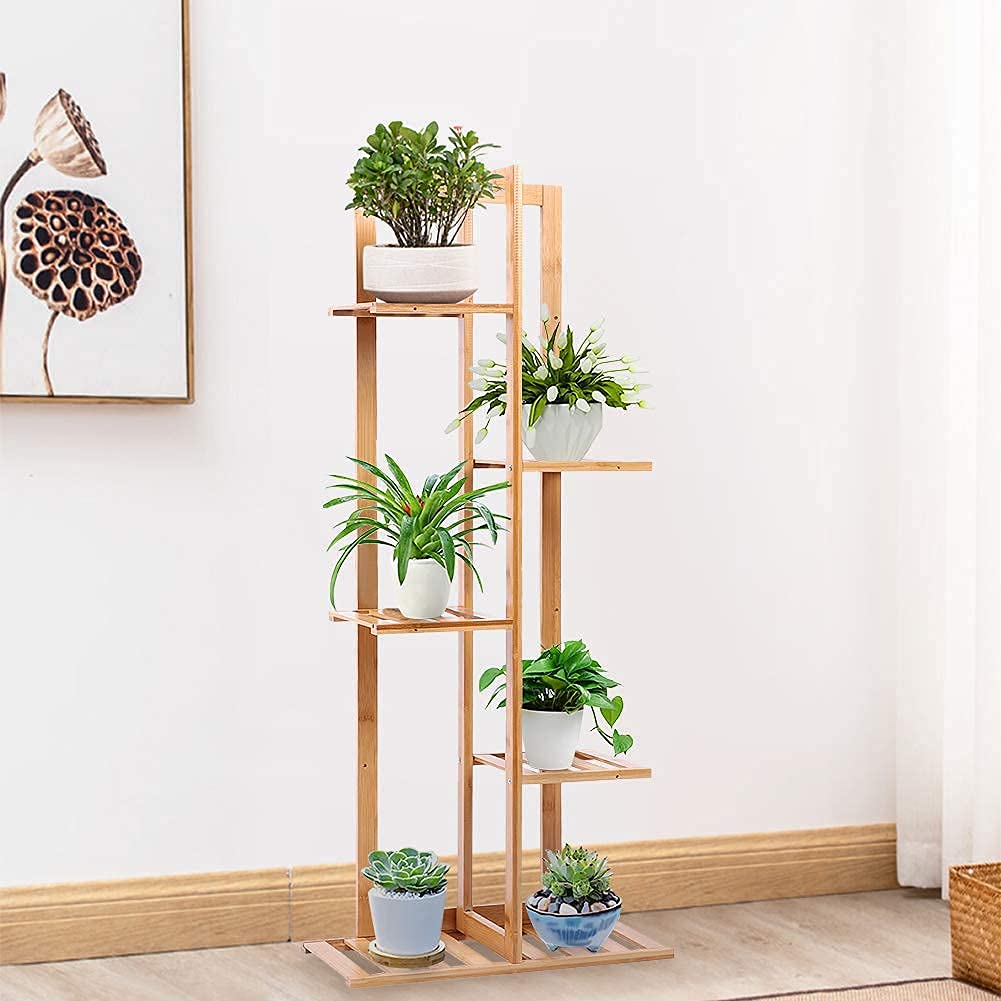 Ejoyous Garden étagère plantes bambou 5 couches 6 pots