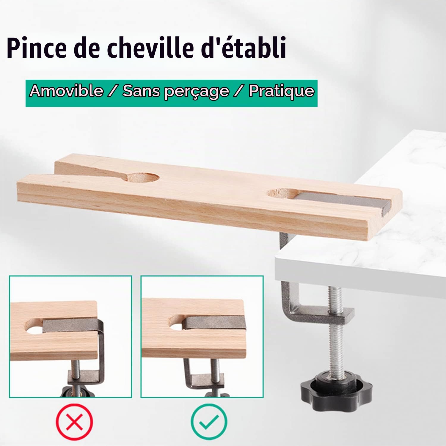 Tissting Établi Bijoutier Bois Dur Forme V avec Fixation