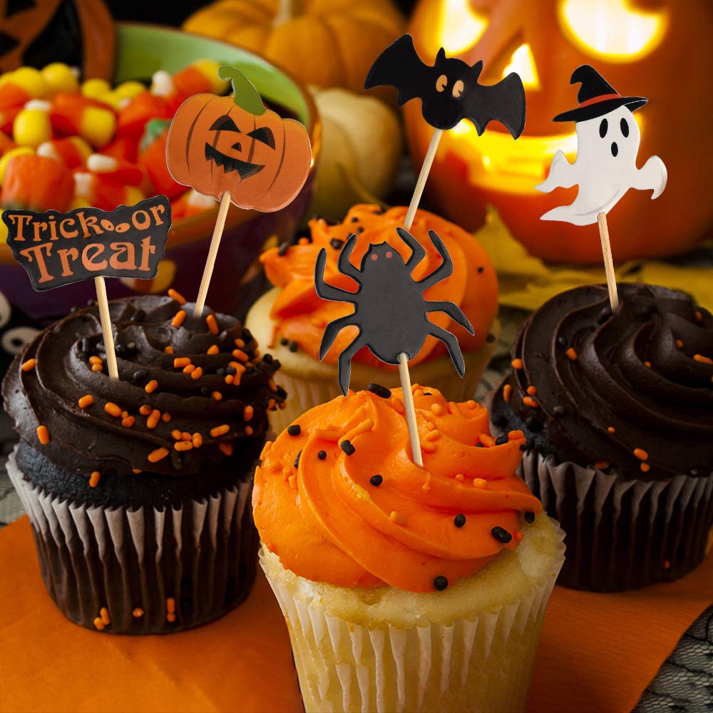 FEPITO Halloween cupcake topper cure-dent x60 décor
