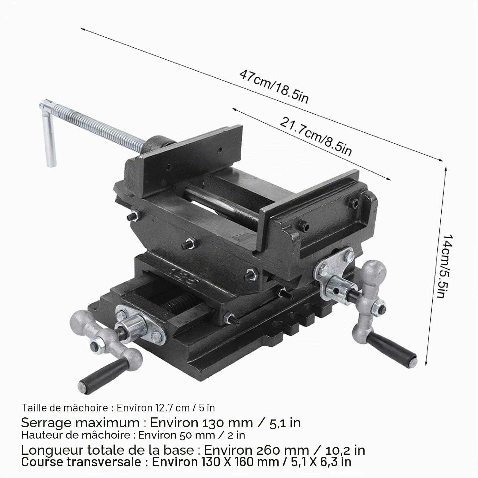 Ejoyous Tool étau croisé 2 axes fonte 130 mm perceuse