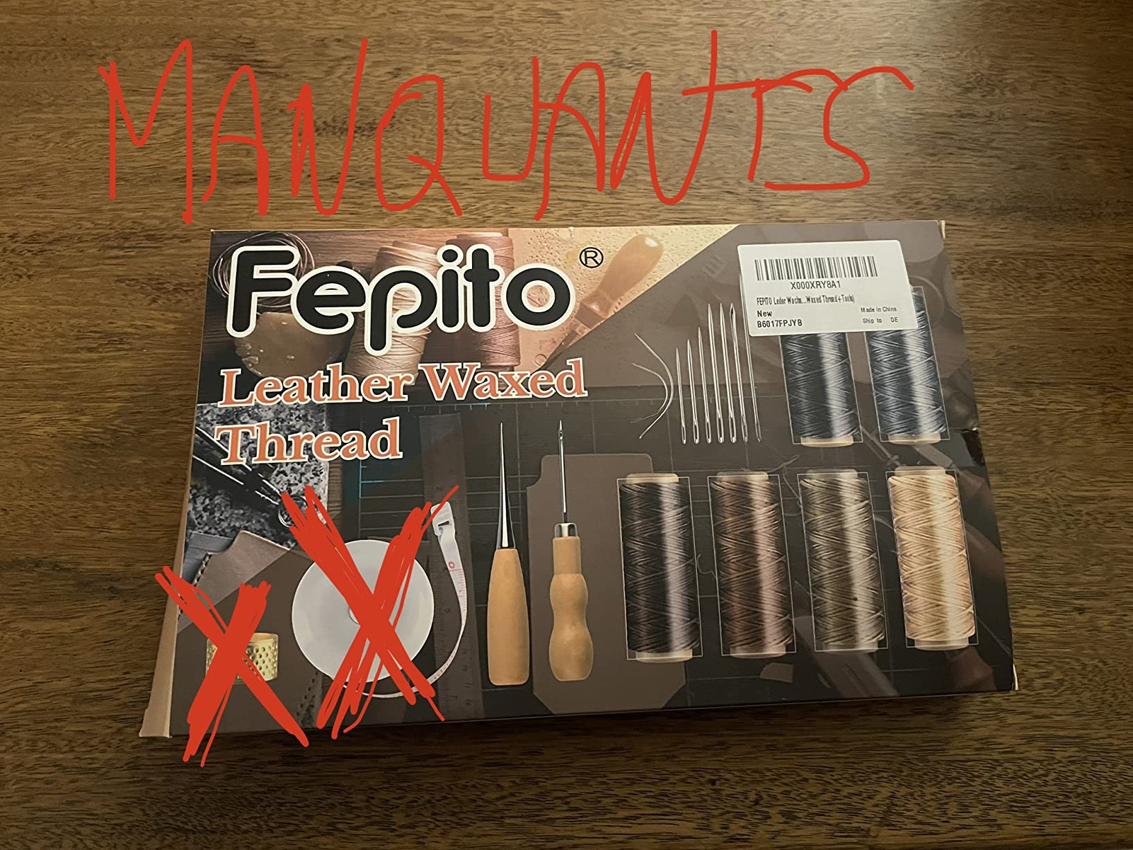 FEPITO fil ciré cuir 150D 8 couleurs kit 21 pièces