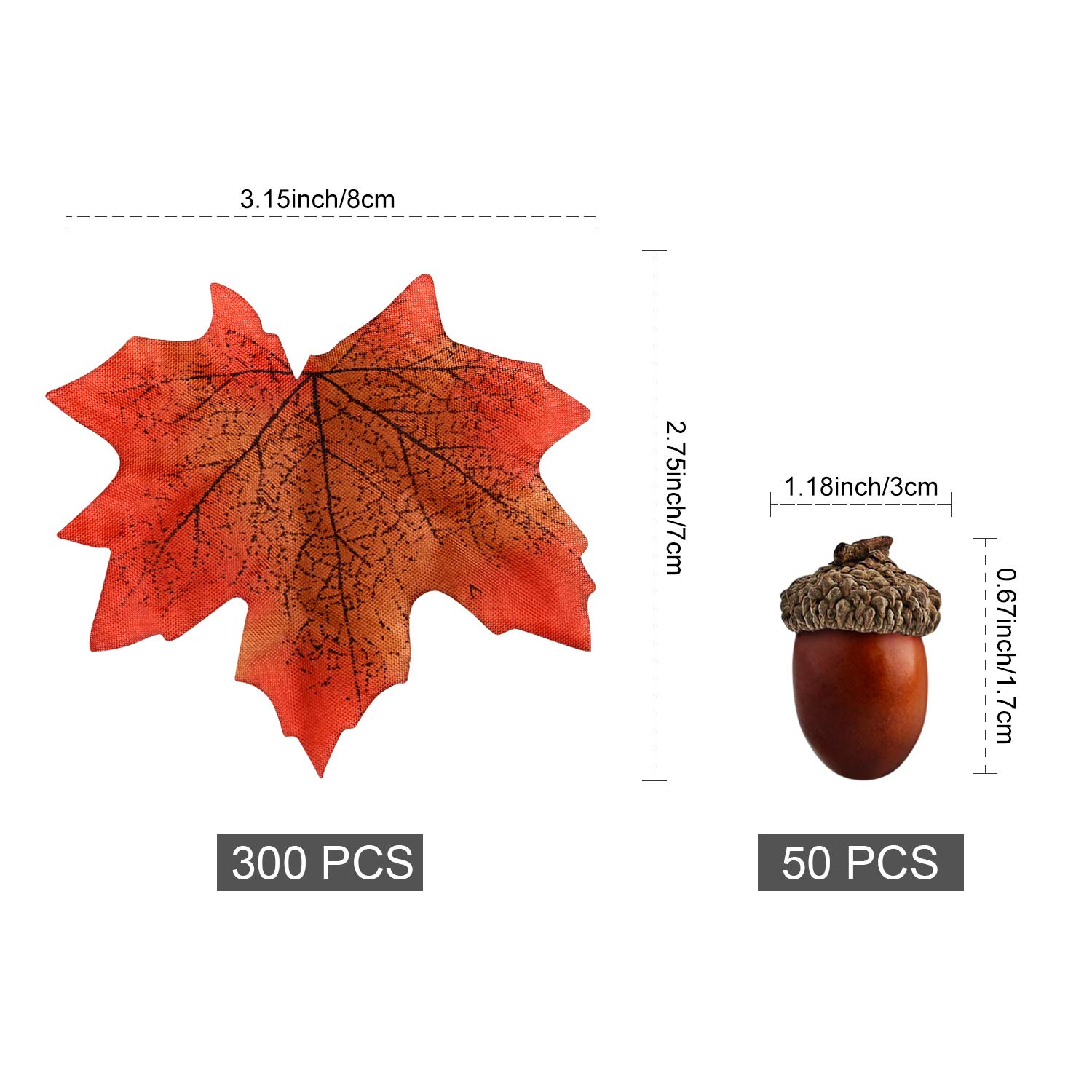 FEPITO Party Decorations feuilles automne + glands 350 pcs