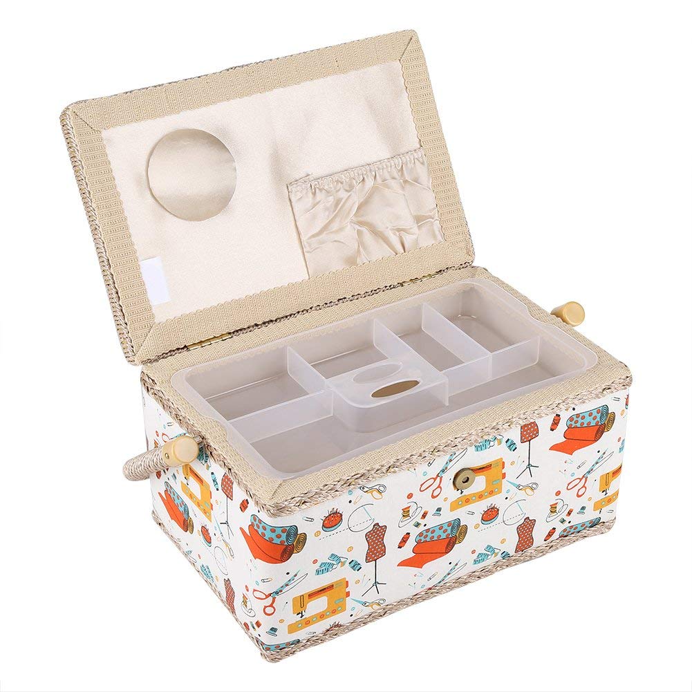 Ejoyous Tool boîte couture tissu floral grande 30,5 cm