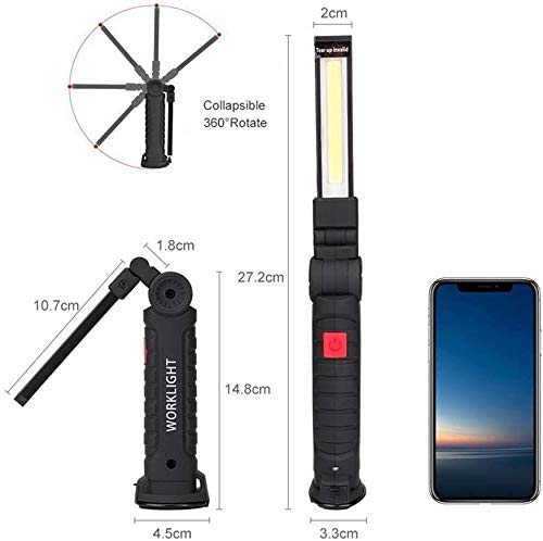Ejoyous Home Improvement Tool lampe de travail LED COB USB magnétique