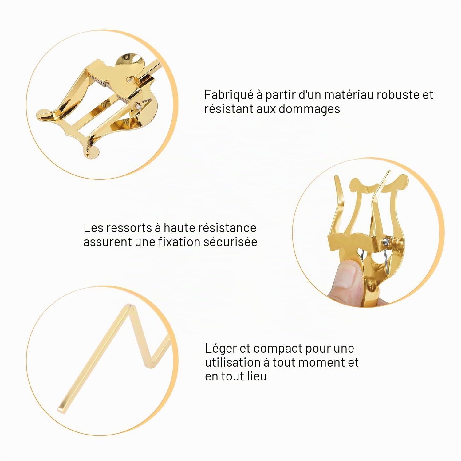 Tissting DIY pince partition saxophone alto ténor doré