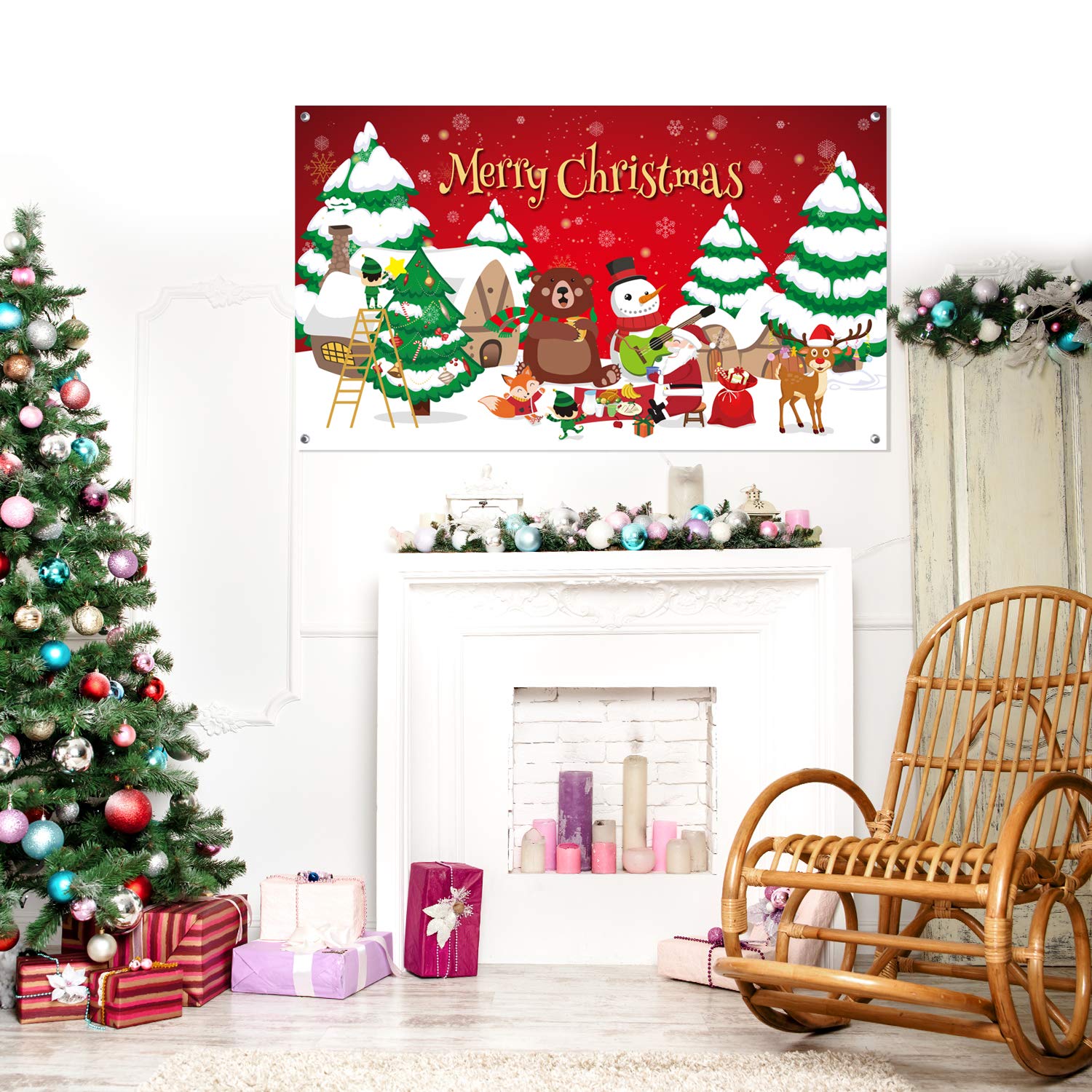 FEPITO Party Decorations bannière Noël 180x105 cm polyester