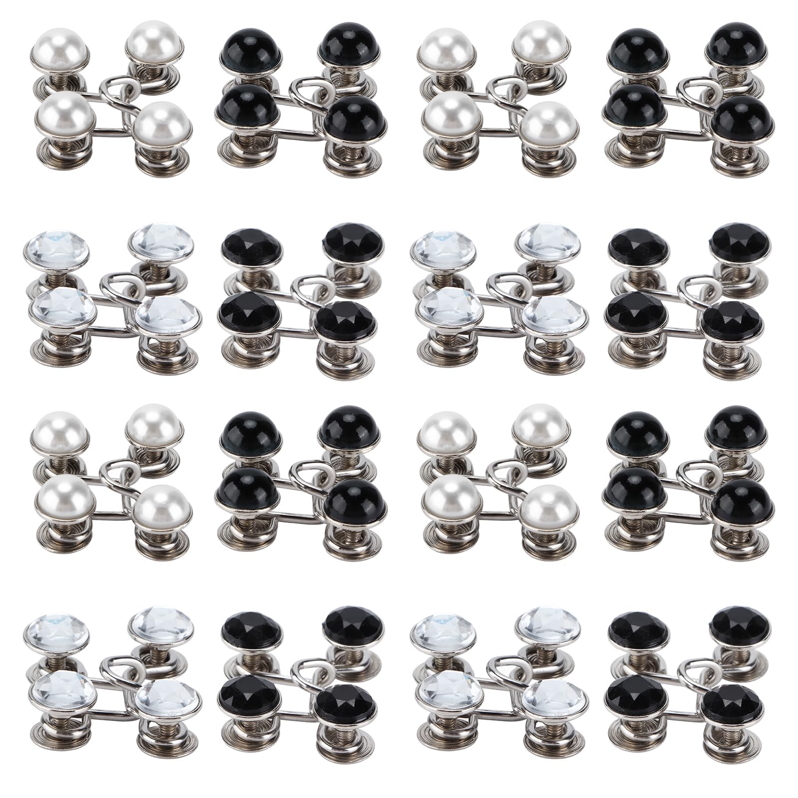 Tissting Boutons Jean Perle Blanche Réglables Lot de 4