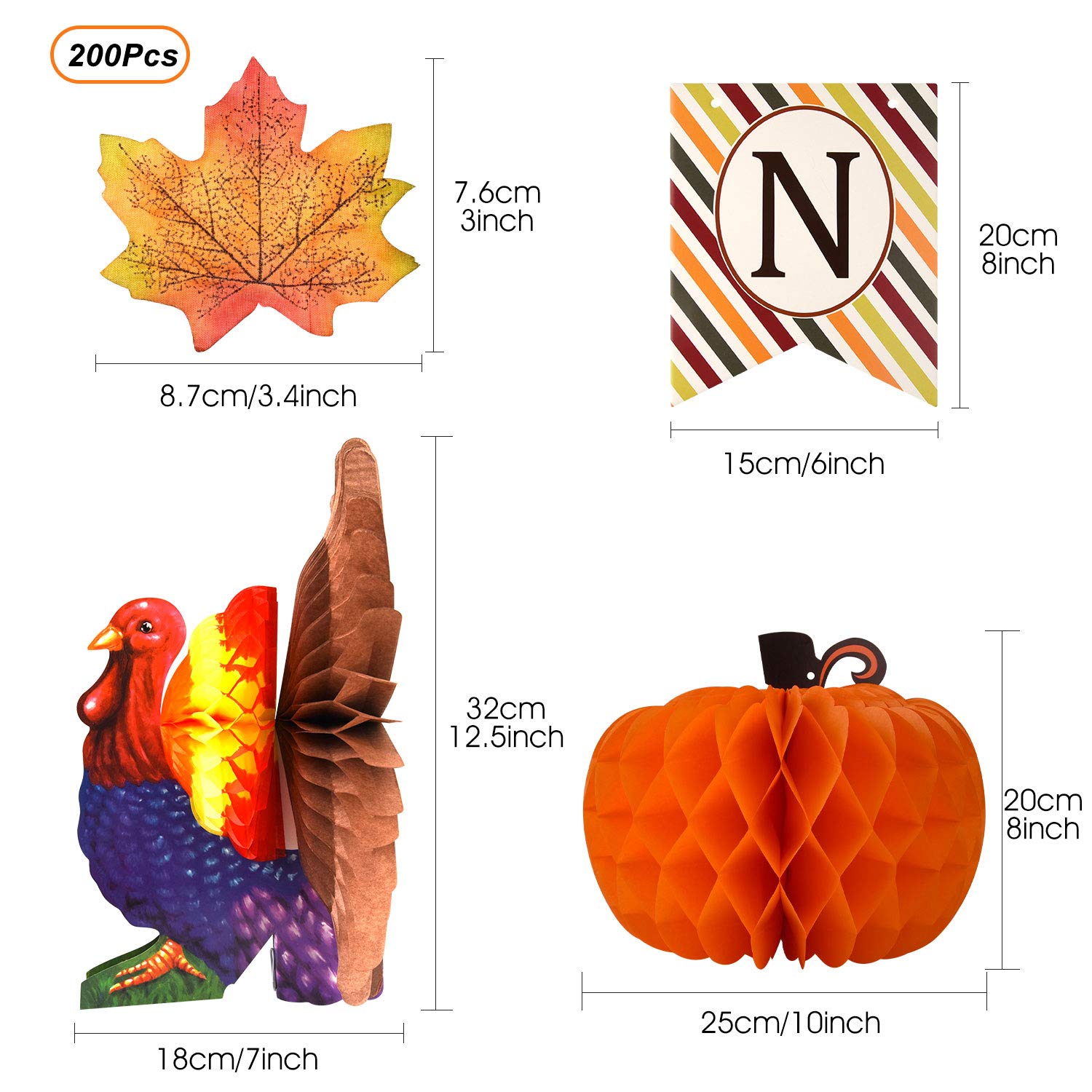 FEPITO Give Thanks Kit Déco Automne Thanksgiving 203 Pcs