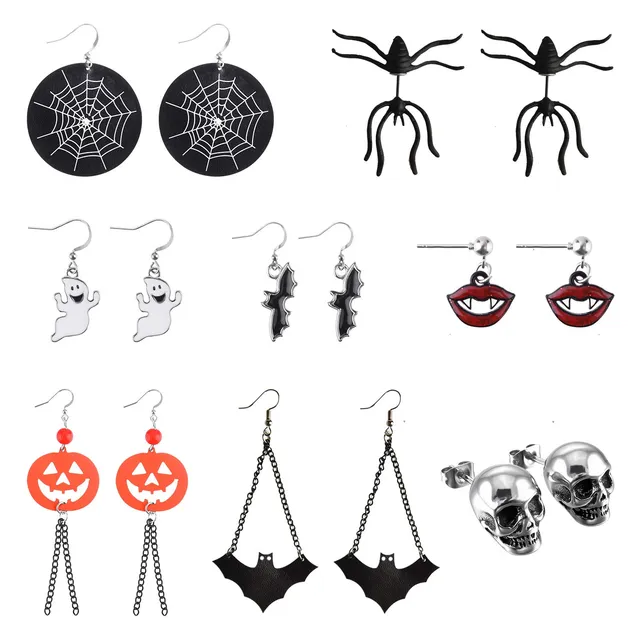 FEPITO Apparel & Costume Accessories boucles d'oreilles Halloween 8 paires