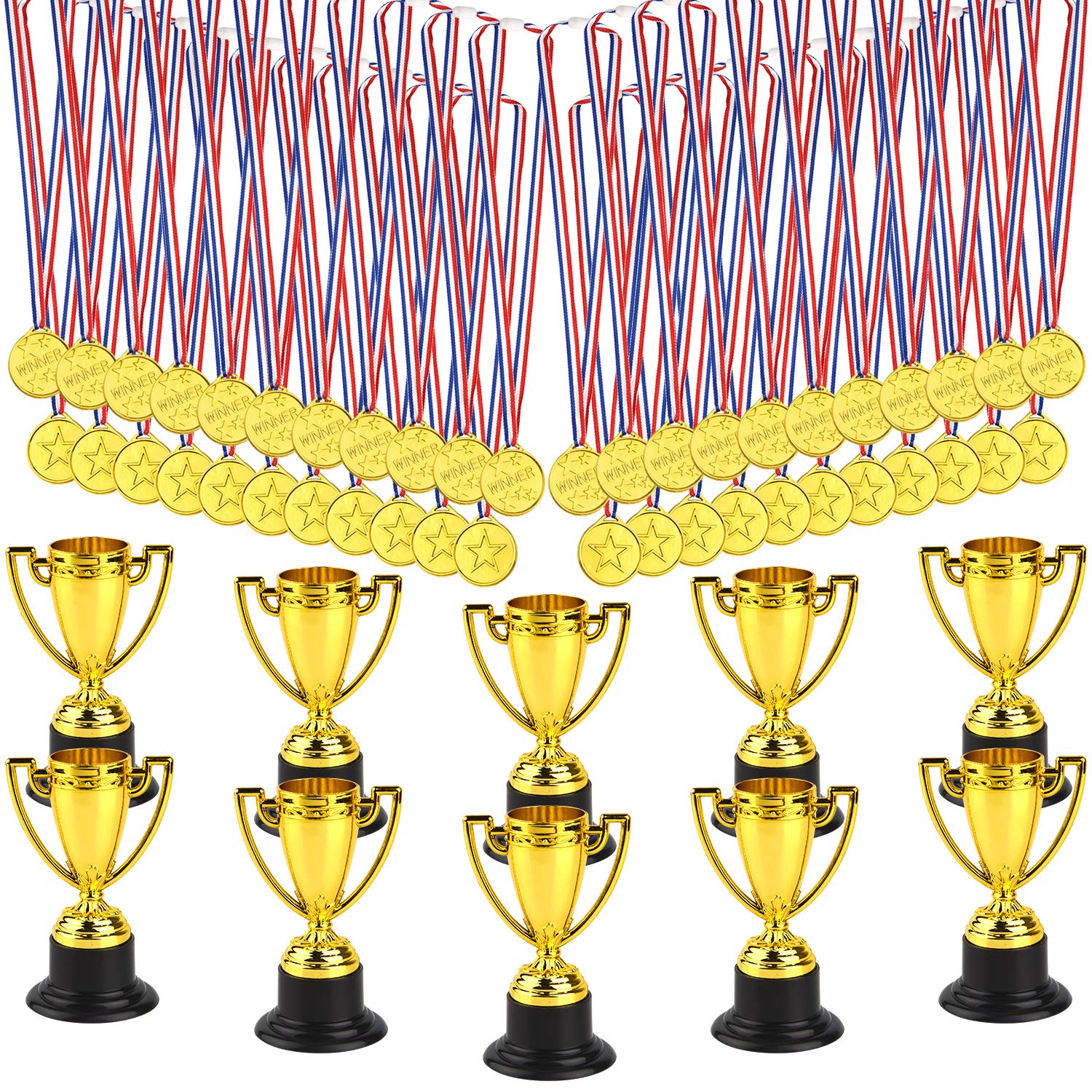 FEPITO Party Decorations trophée et médaille or 50 pièces
