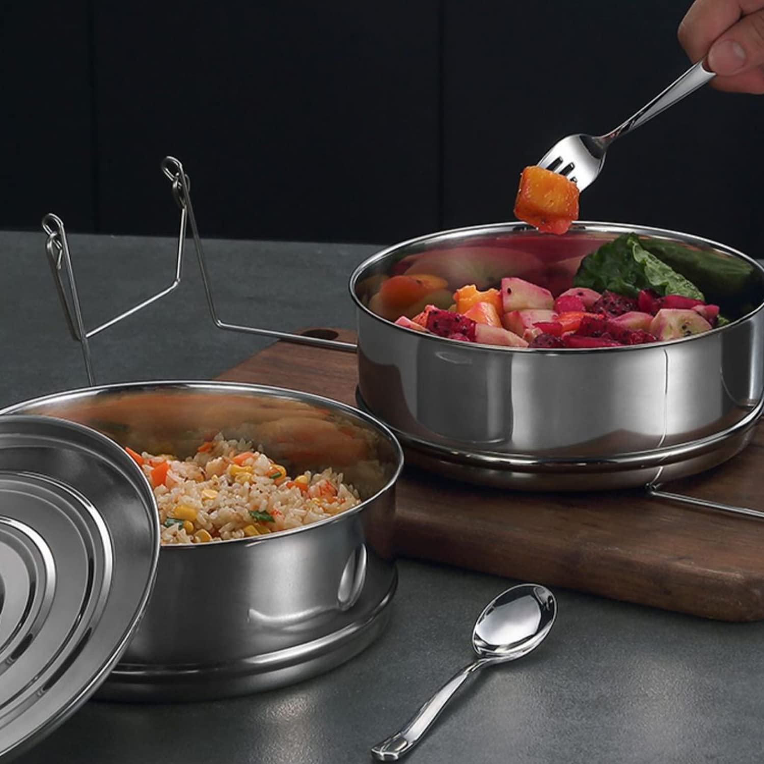 Tissting KITCHEN BATHROOM cuiseur vapeur inox 2 étages empilable