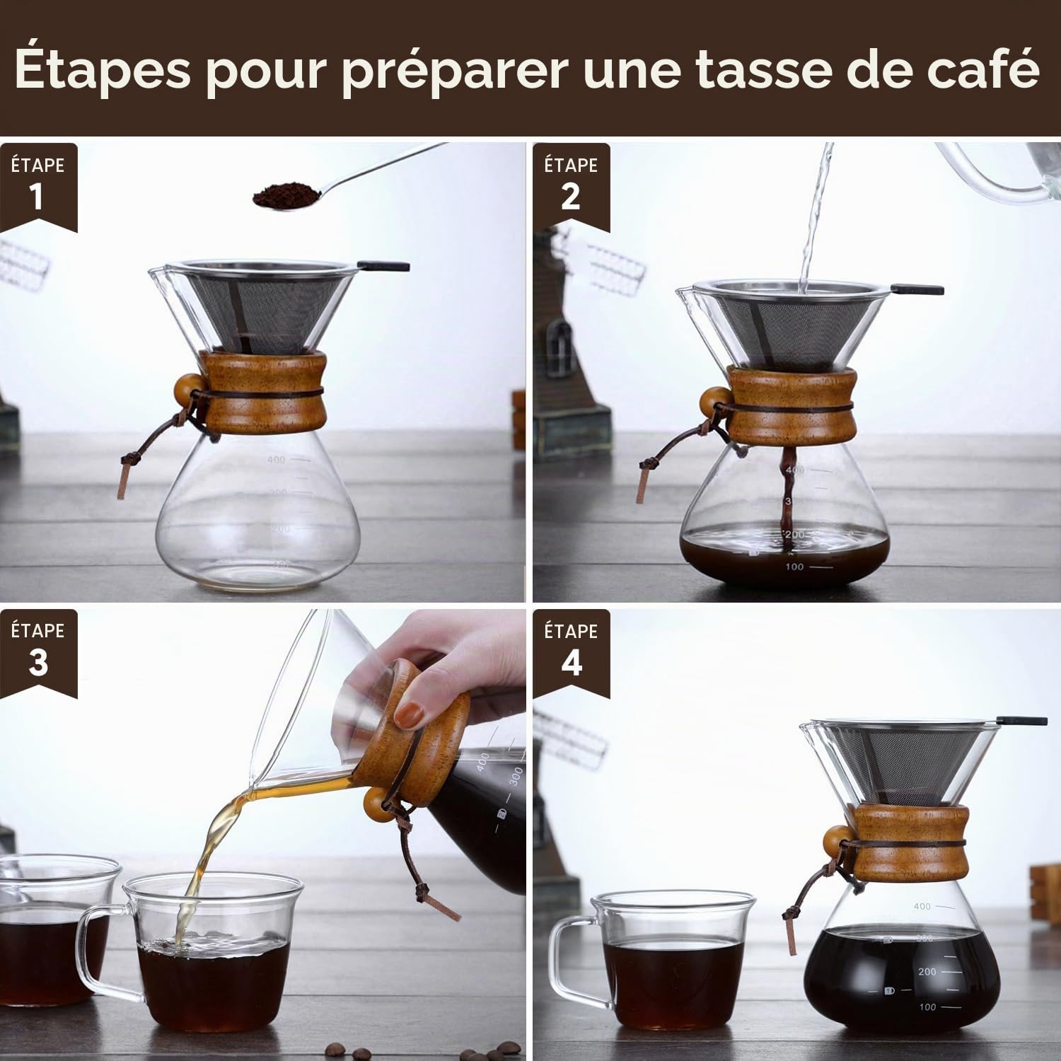 Tissting KITCHEN BATHROOM cafetière verre 400ml filtre inox