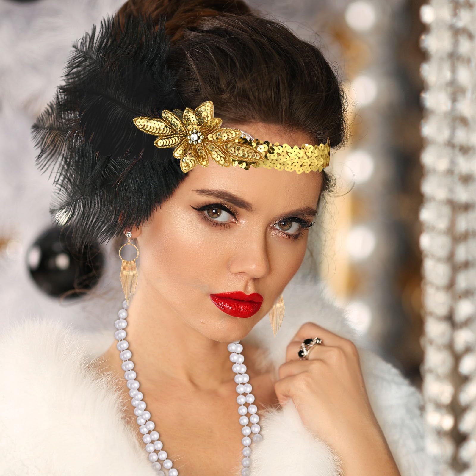 FEPITO 1920s set accessoires déguisement Charleston 7 pièces