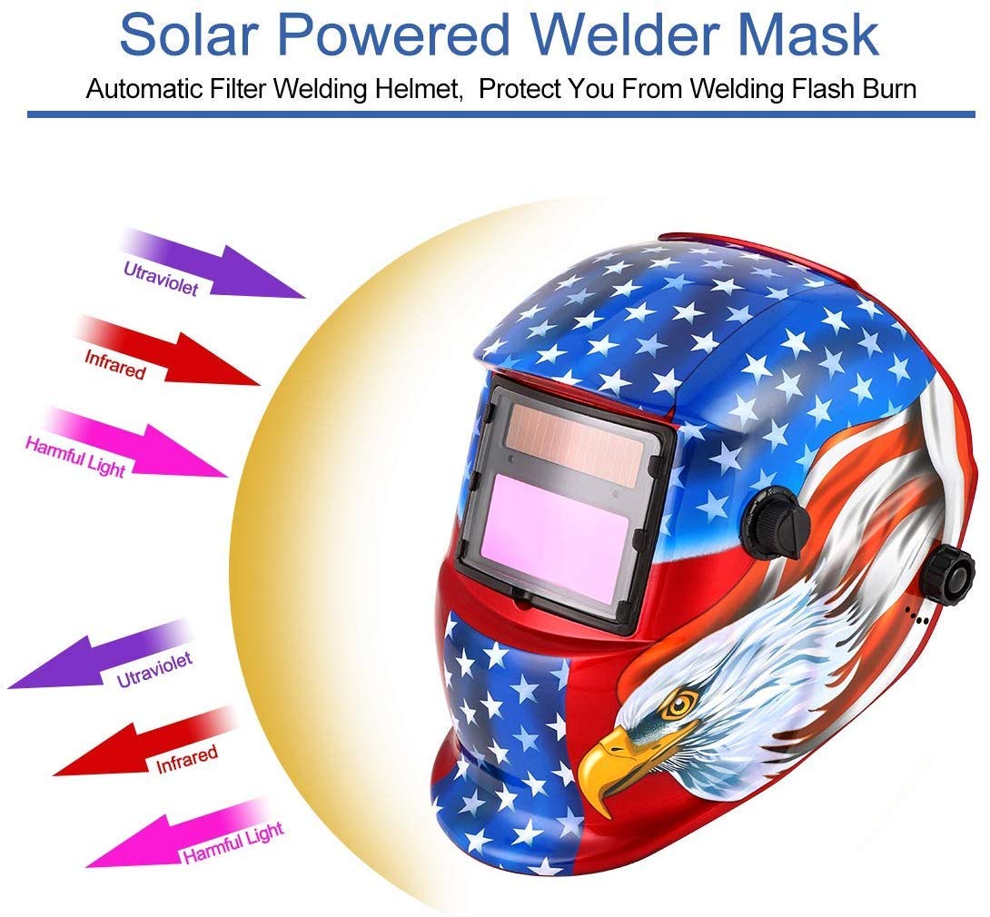 Ejoyous Home Improvement Tool casque de soudage auto 4/9-13 rouge bleu