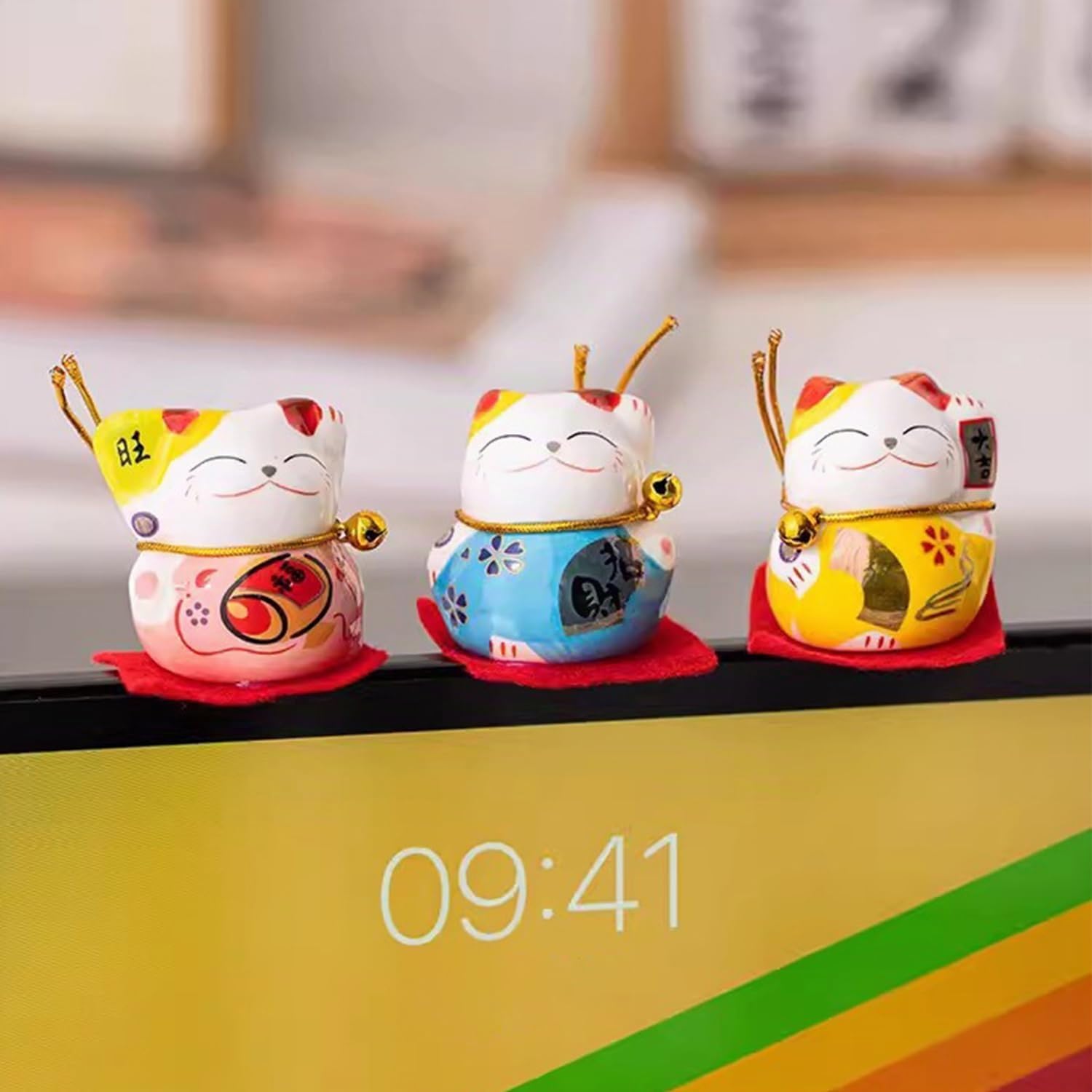 Tissting Home Decoration maneki neko figurines lot 5 couleurs