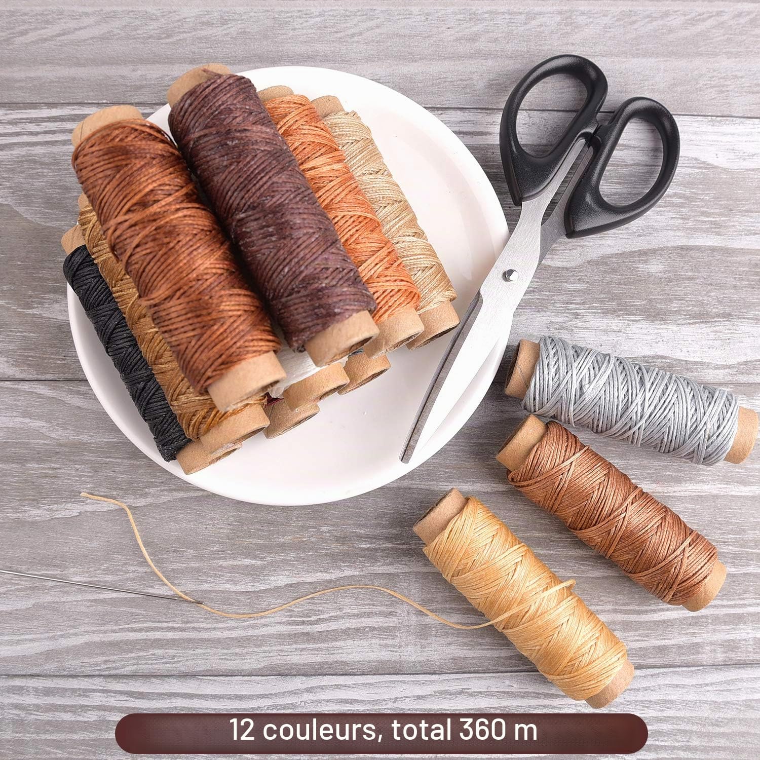 FEPITO fil ciré cuir 150D 12 couleurs 360m