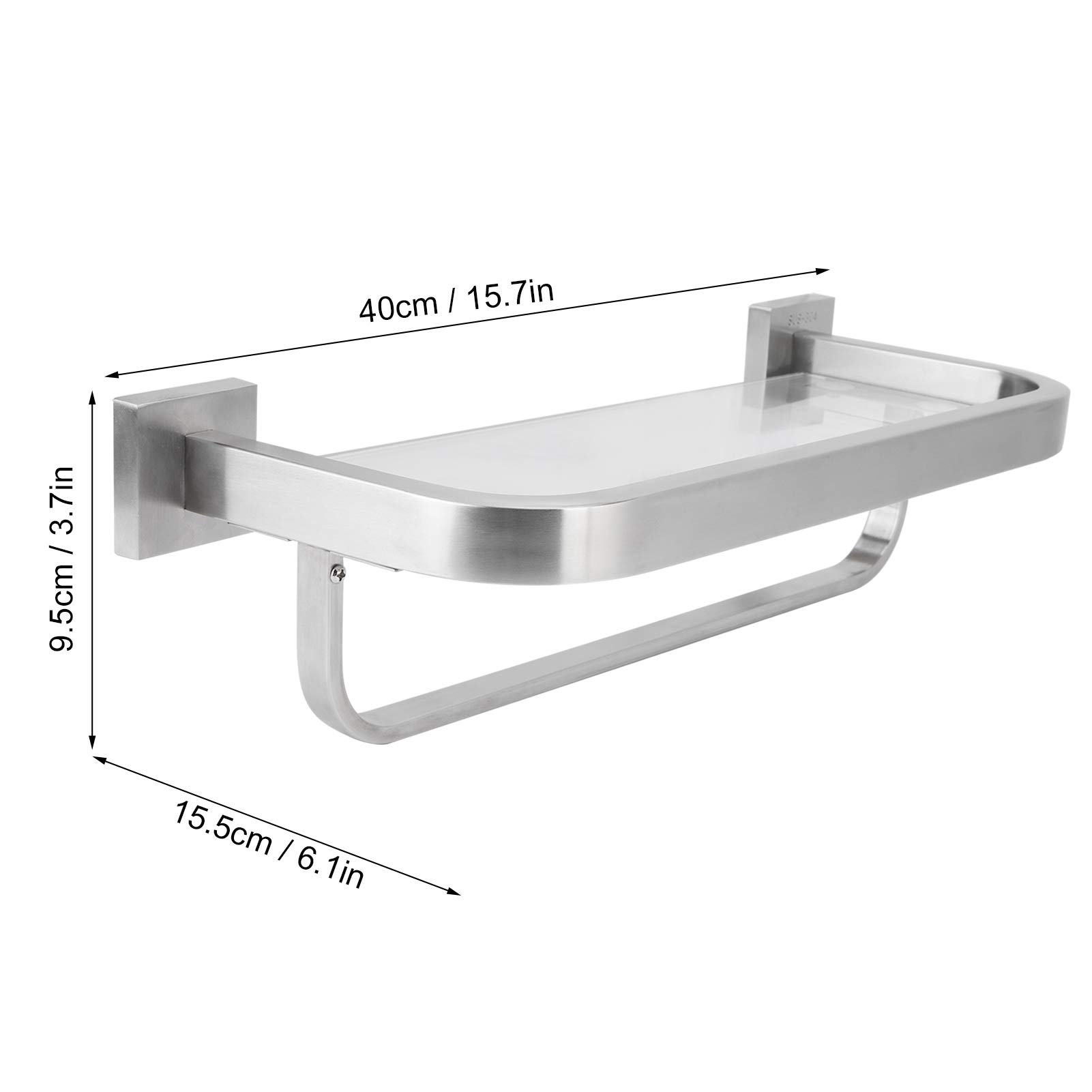 Ejoyous Bathroom étagère verre salle de bain 40 cm inox
