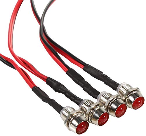 Ejoyous Voyant LED métal 12V 8mm rouge lot 4