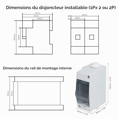Tissting Boîte Distribution 2 Voies IP66 125x90mm