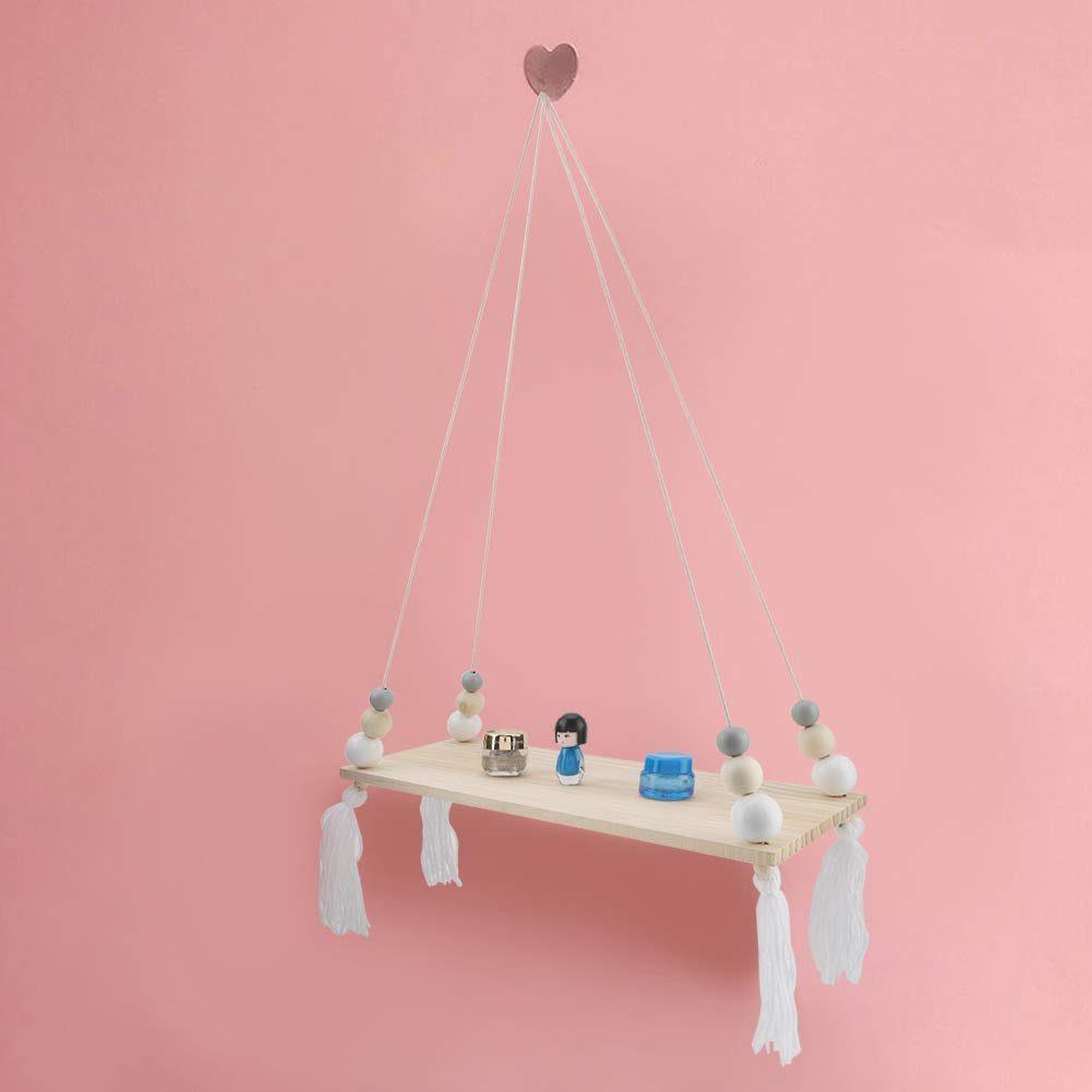 Tissting Étagère Murale Suspendue Gris Blanc Bois 39cm