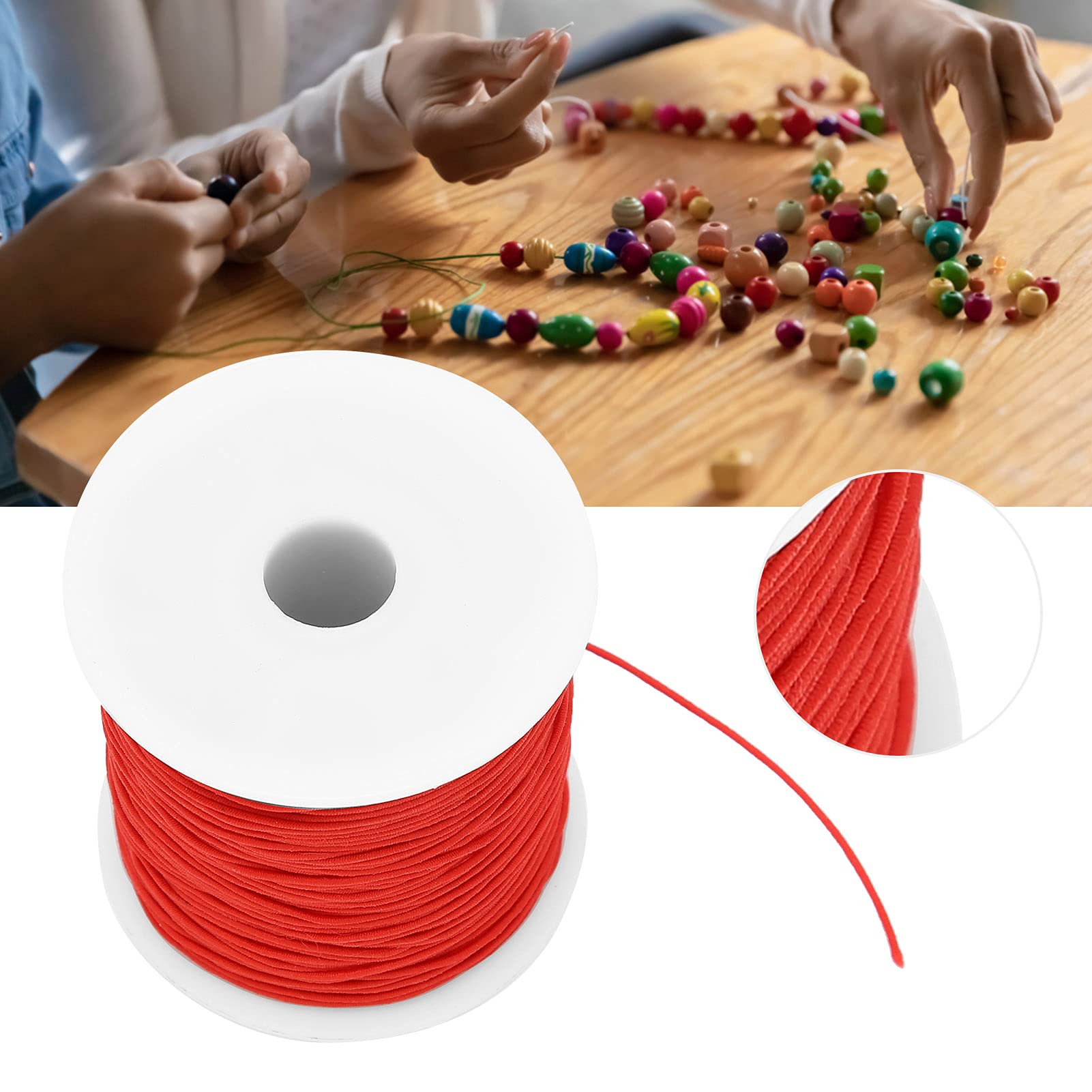 Tissting Fil élastique rouge 1mm 100m bracelets bijoux