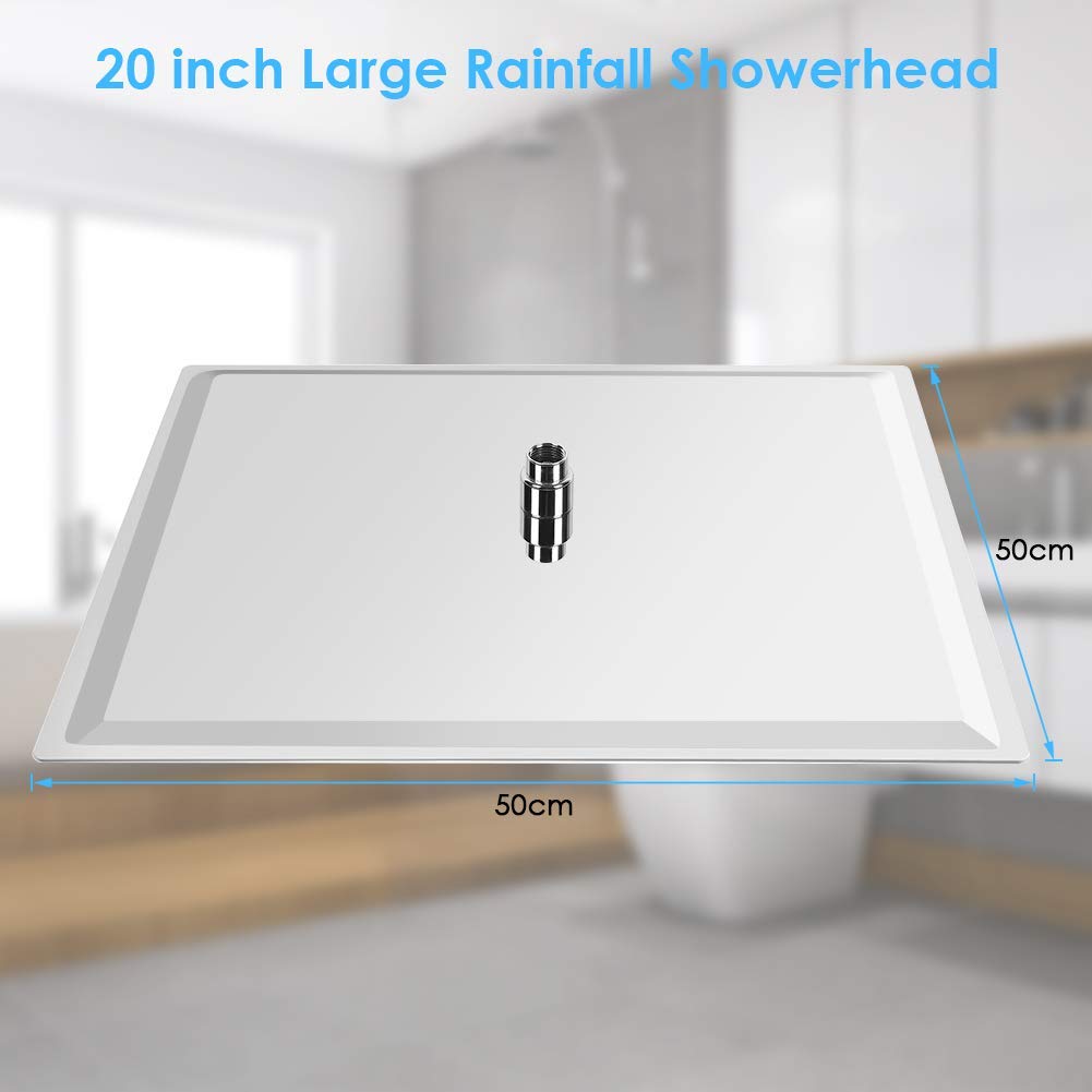 Ejoyous Bathroom Pommeau Douche Pluie 50x50cm Inox Argent