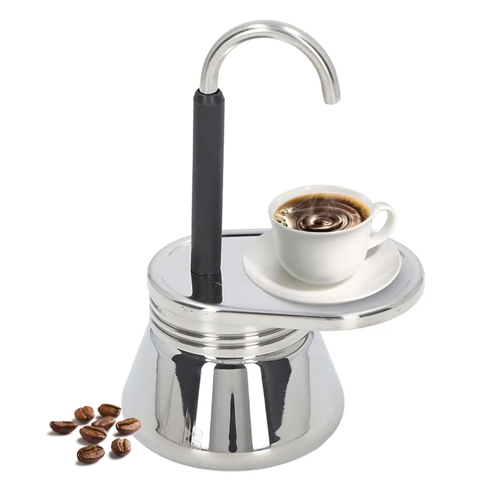Tissting Cafetière moka italienne inox 1 bec portable 15,5 cm