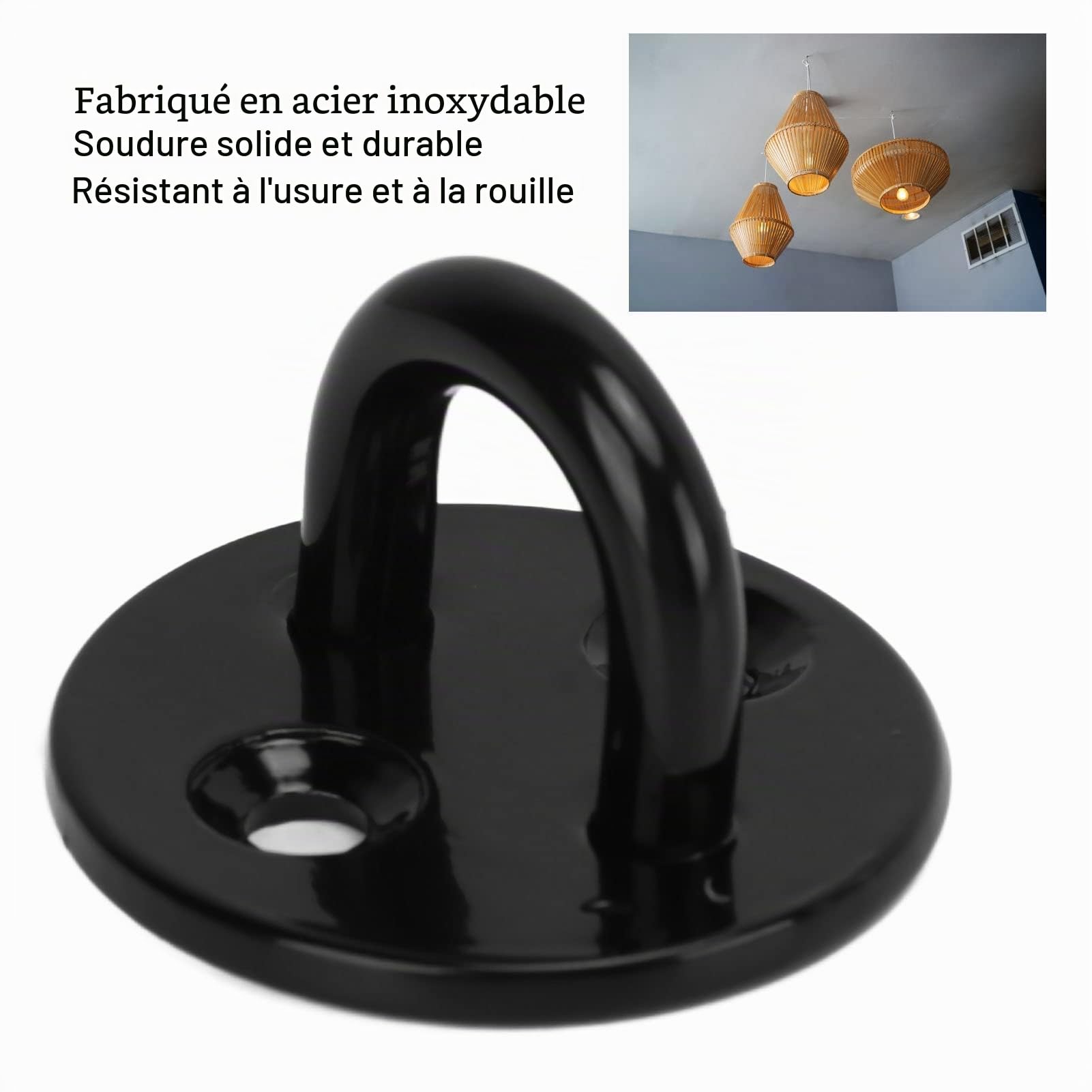 Tissting Crochet plaque à œil inox 304 5mm noir lot 5