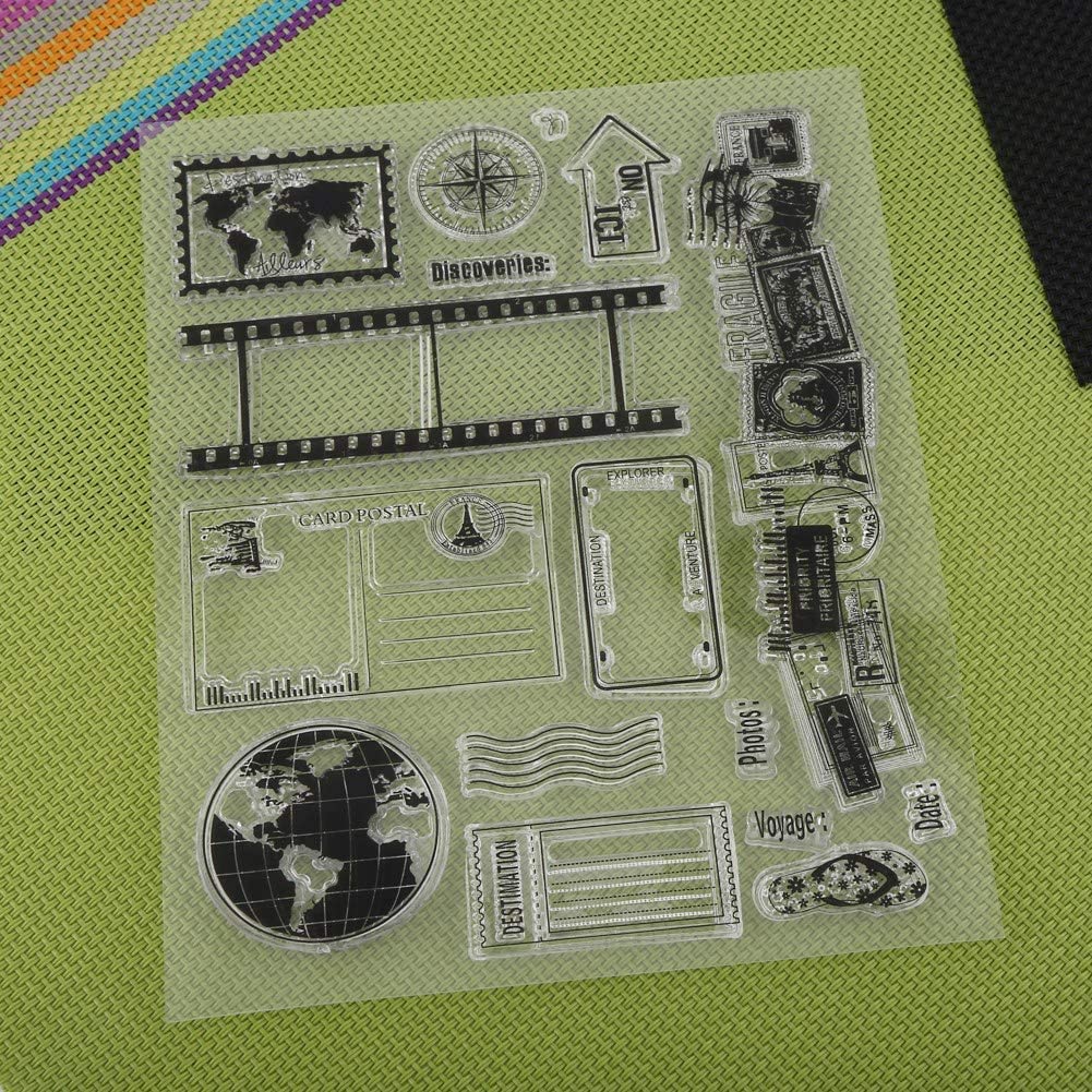 Ejoyous Tampons Silicone Transparents Voyage Carte Terre 13 Motifs
