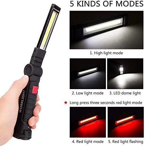 Ejoyous Home Improvement Tool lampe de travail LED COB USB magnétique