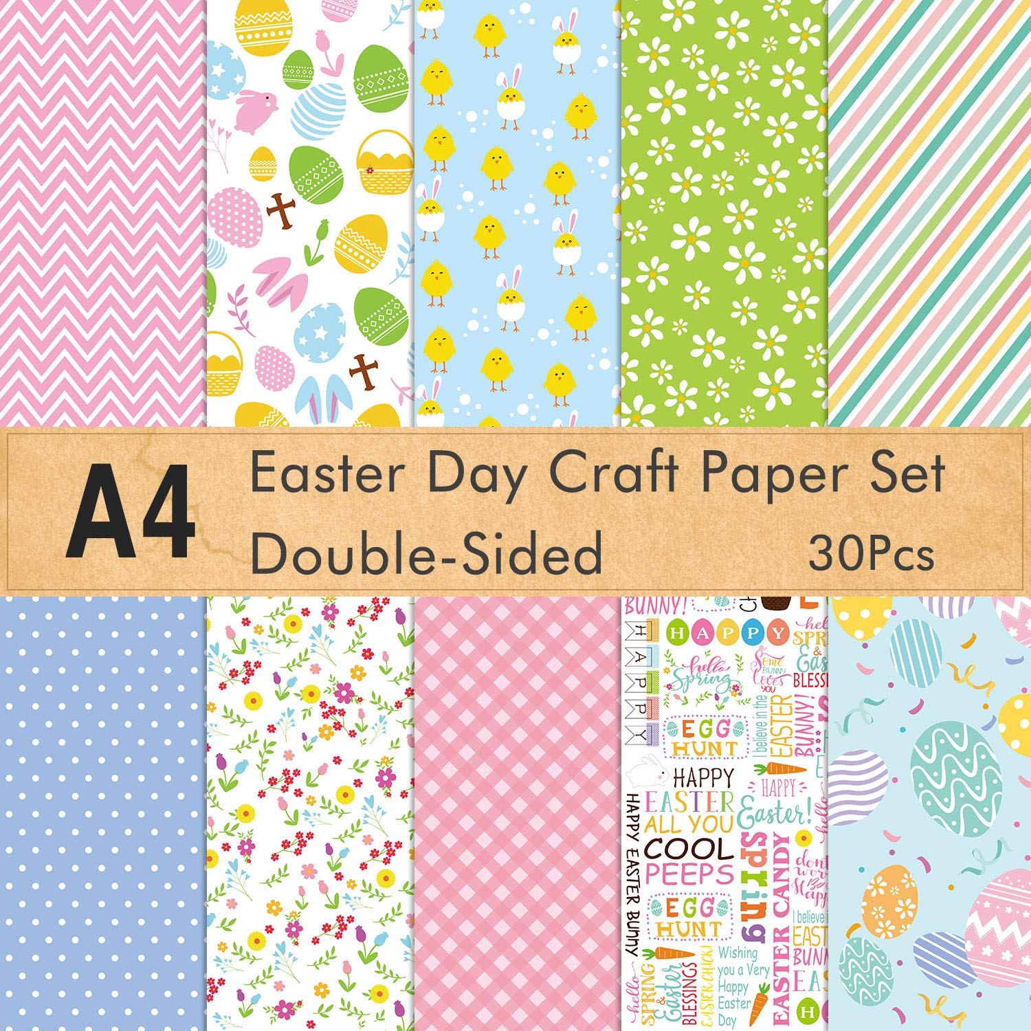 FEPITO Arts & Crafts 45 feuilles papier décoratif Pâques A4