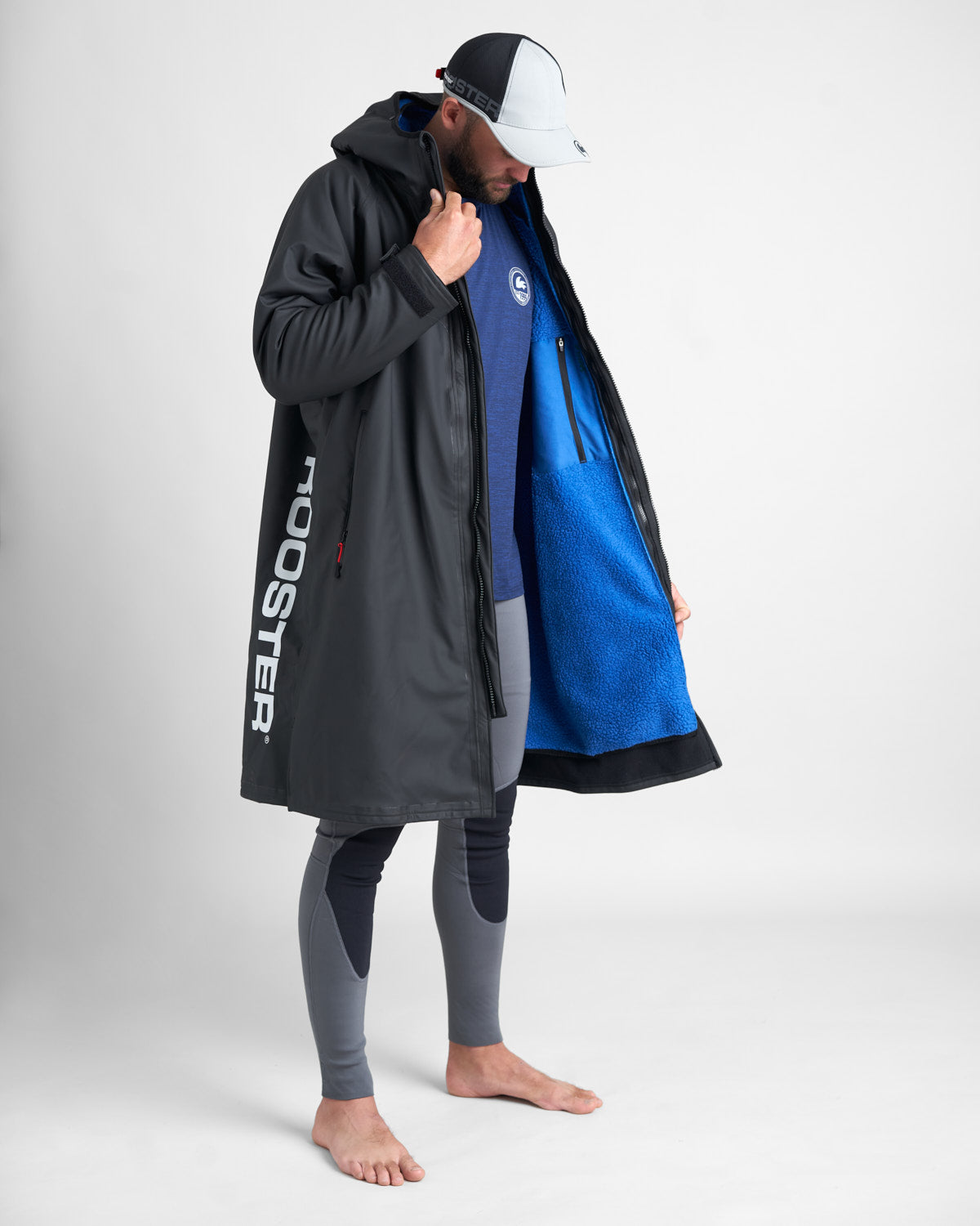 Rooster Aquafleece Robe peignoir étanche Noir/Bleu doublure