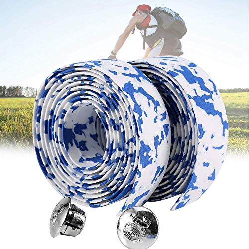 Ejoyous Ruban de Guidon Vélo x2 Bleu Blanc Antidérapant