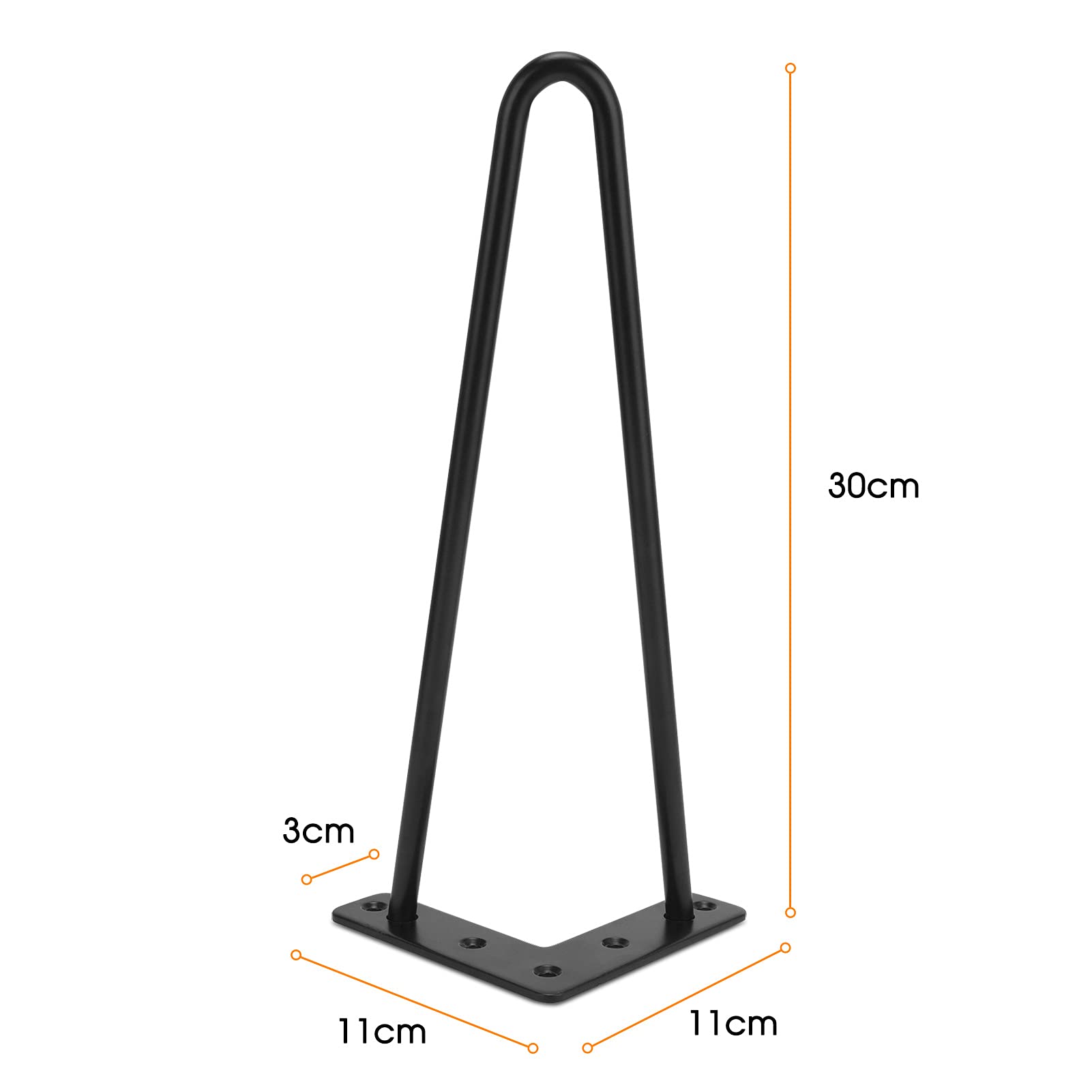 Ejoyous Pieds Table Épingle Métal 30cm Lot 4 Noir