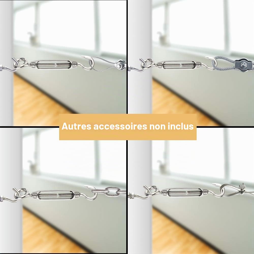Fepito M4 Tendeur Fil Inox Crochet Oeillet Lot de 6