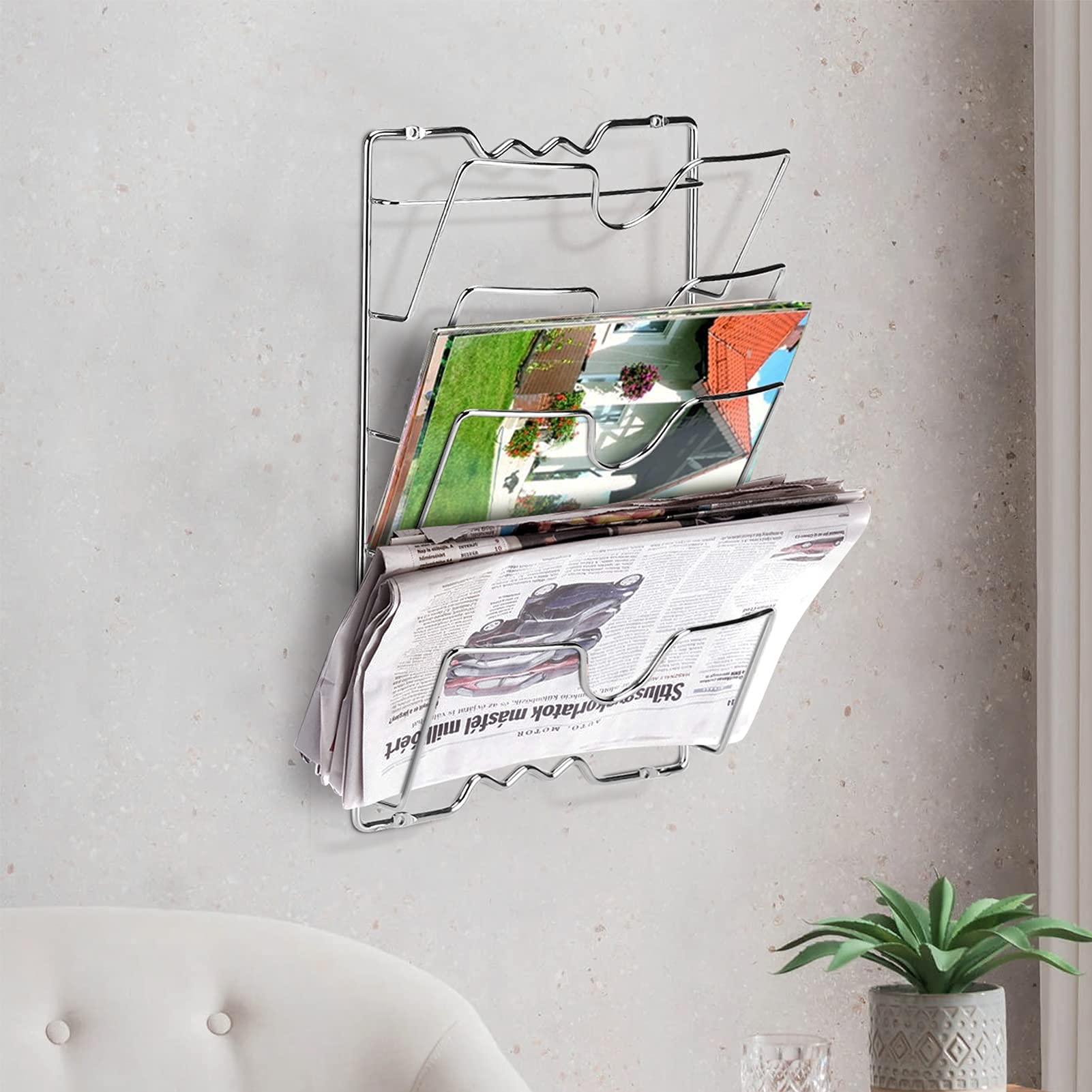 Ejoyous Kitchen porte-couvercles mural 5 chrome 43cm