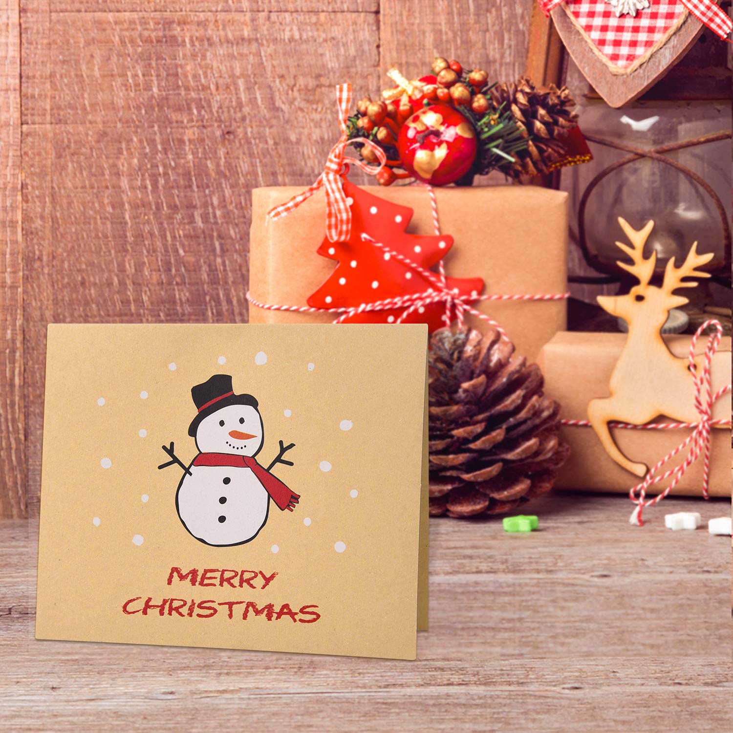 FEPITO Cartes Vœux Noël Kraft 30 Pièces + Enveloppes