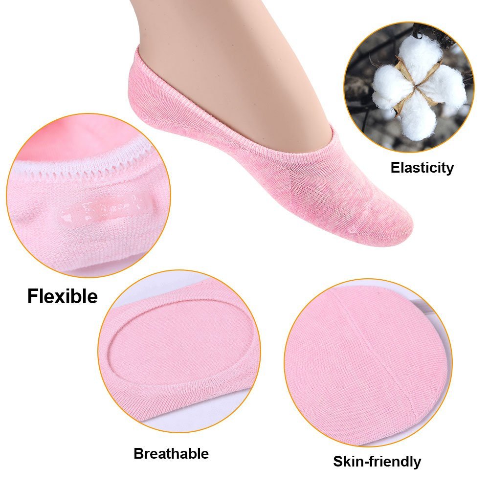 FEPITO chaussettes invisibles coton noir femme 6 paires