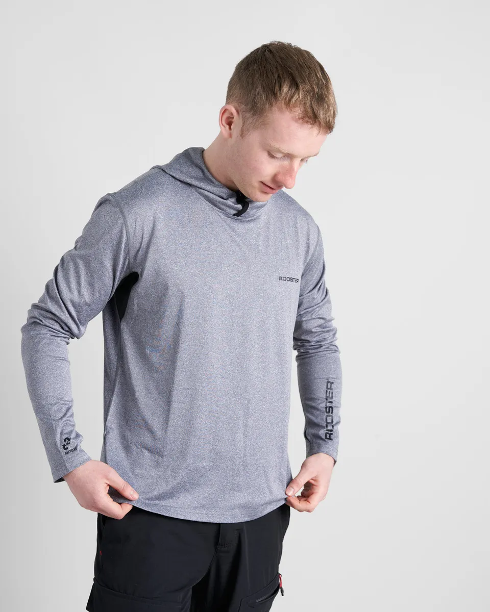 Rooster Tech Tops t-shirt UV capuche gris manches longues