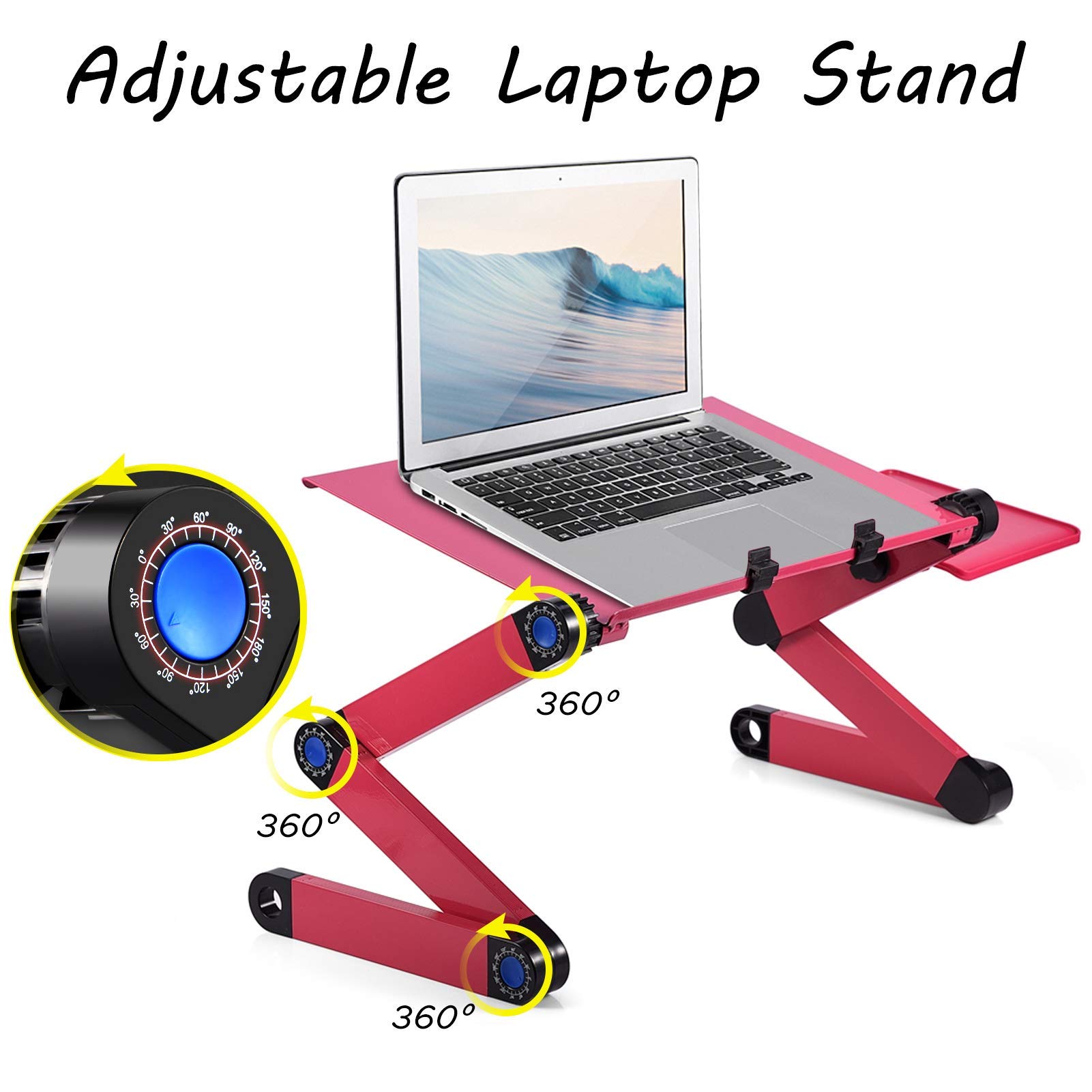 Ejoyous Table Lit Pliable Alu Rose Rouge + ventilateurs