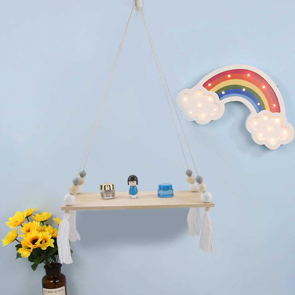 Tissting Étagère Murale Suspendue Gris Blanc Bois 39cm