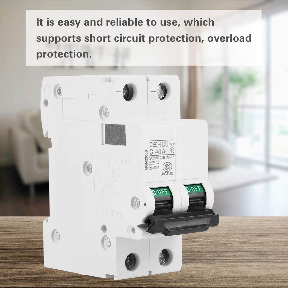 Jadeshay Disjoncteur DC 2P 250V 40A Solaire Rail DIN
