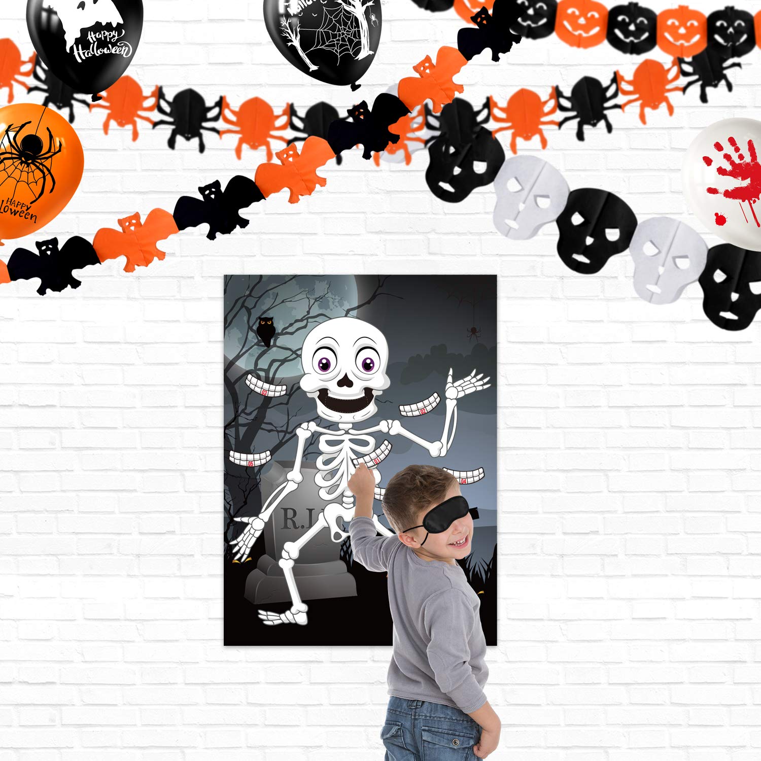 FEPITO Party Games jeu halloween épingle dents crâne 24 pcs