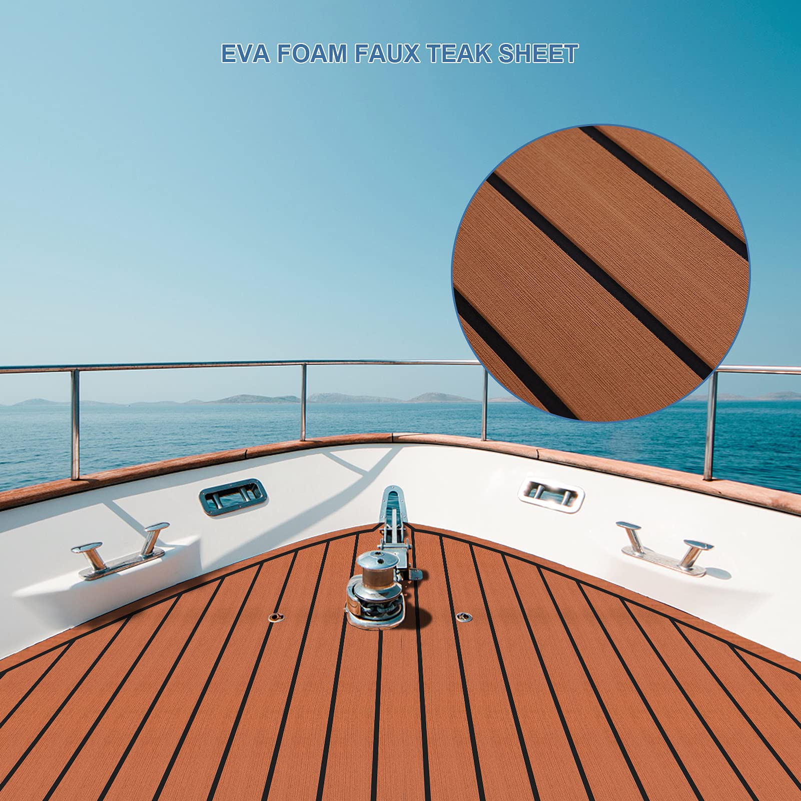 Ejoyous Revêtement bateau tapis EVA imitation teck gris clair 240x90 cm