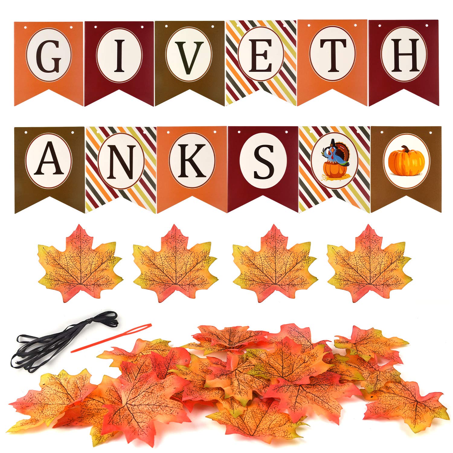 FEPITO Give Thanks Kit Déco Automne Thanksgiving 203 Pcs