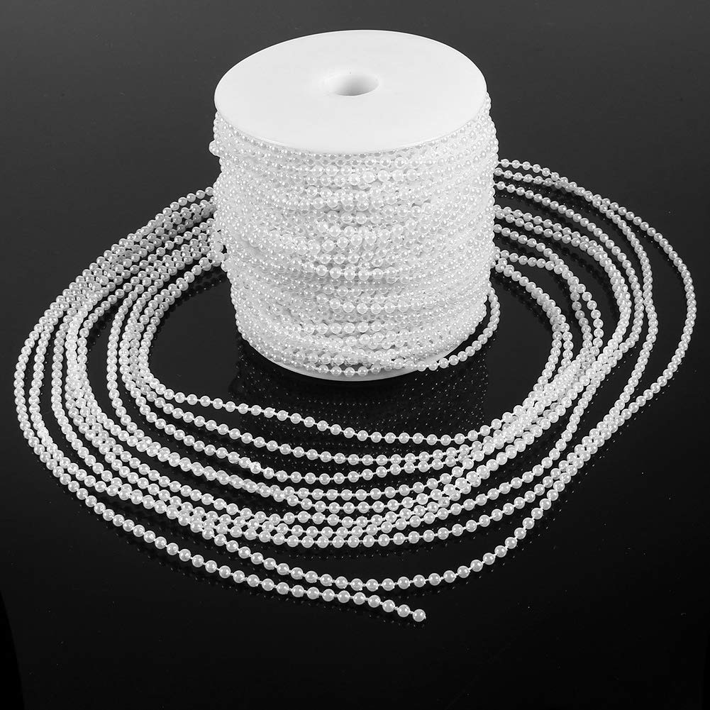 Ejoyous Guirlande Perles 50 m 3 mm Blanc