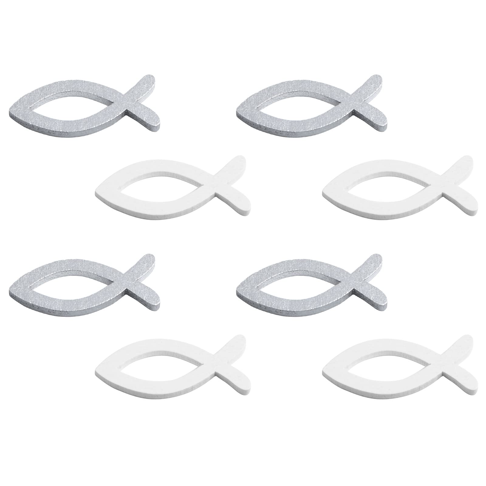 FEPITO Décoration Poisson Bois 100 Pièces Blanc Argent Table