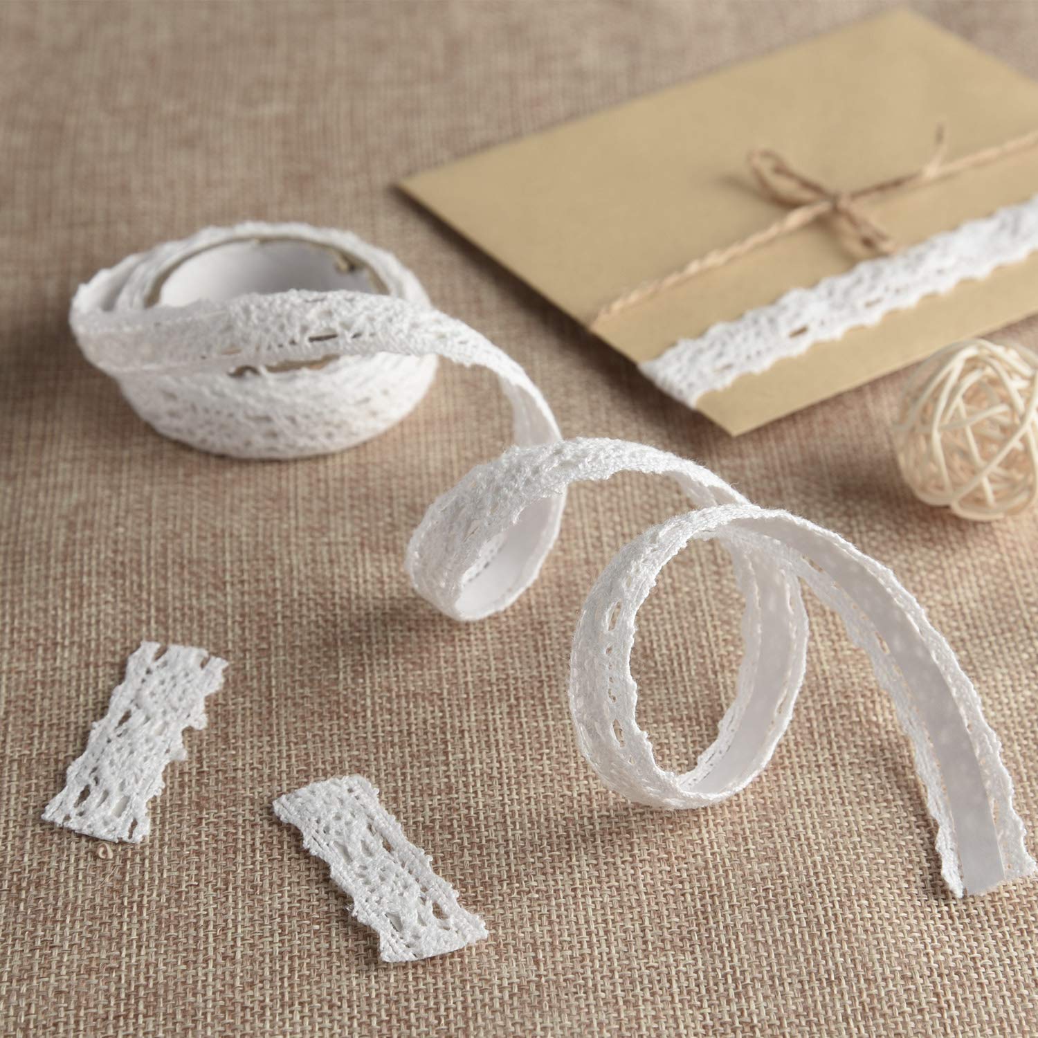 FEPITO ruban dentelle blanche adhésif 1,5 cm x 3,4 m