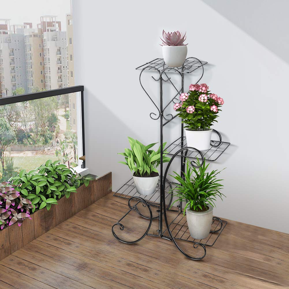 Ejoyous Garden support plantes 4 niveaux noir fer forgé