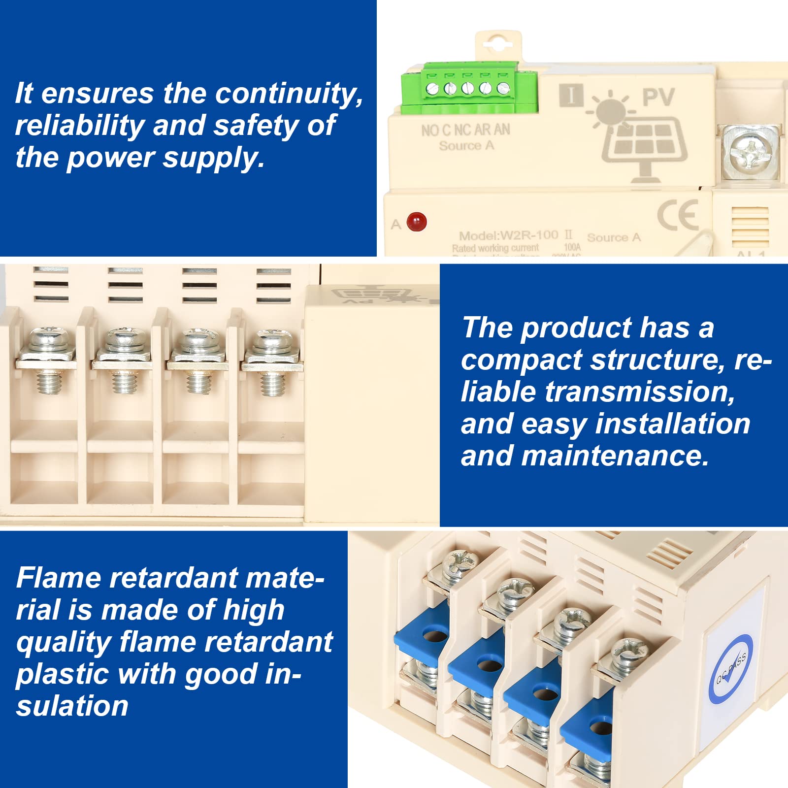 Jadeshay commutateur transfert automatique 4P 100A rail DIN